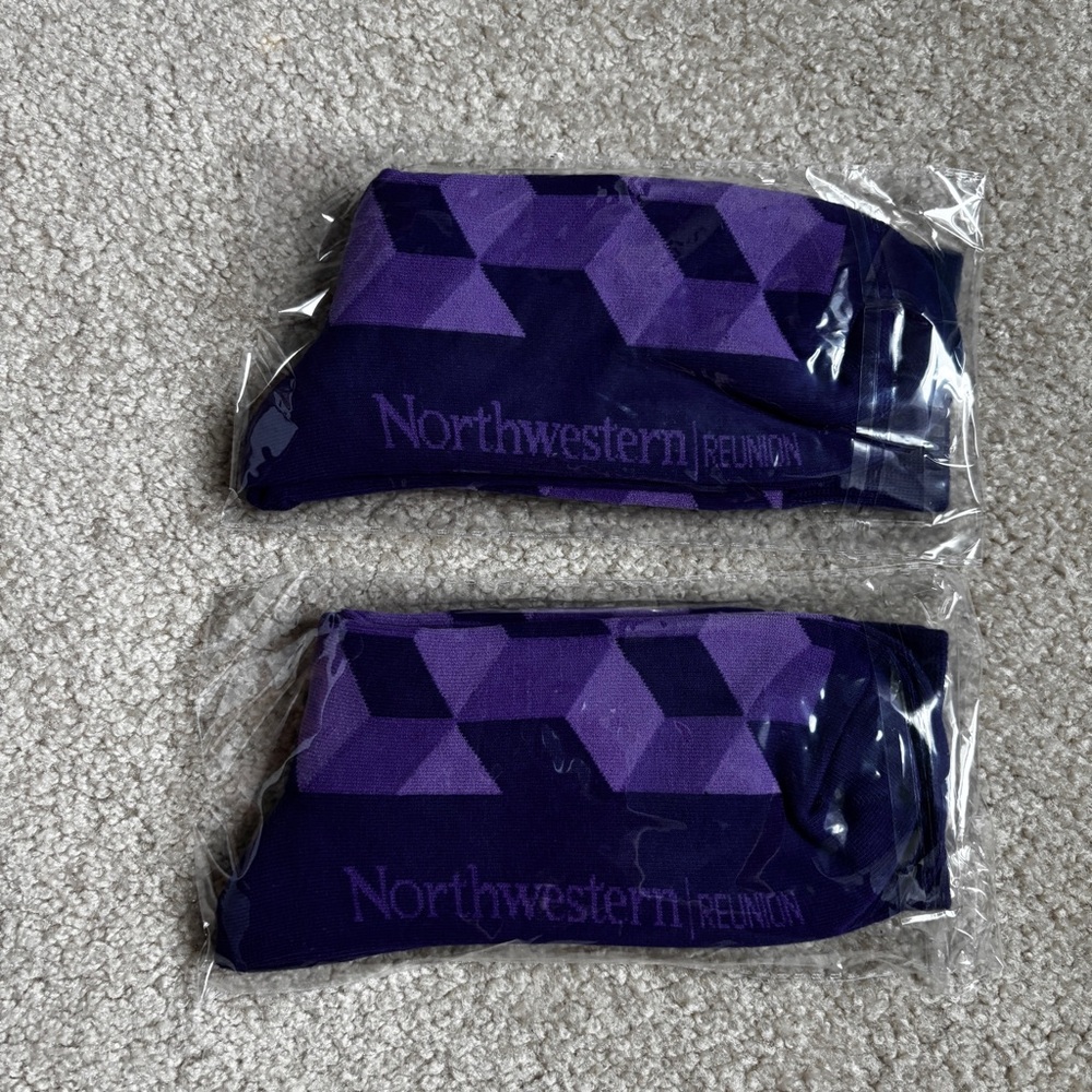 Northwestern University Reunion Purple Geometric Socks NEW UNOPENED